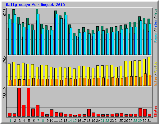 Daily usage for August 2010