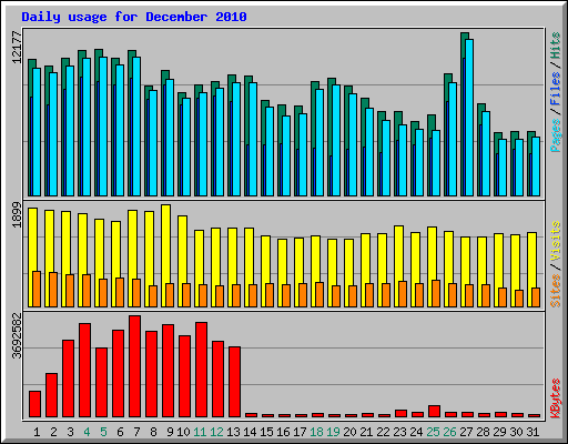 Daily usage for December 2010